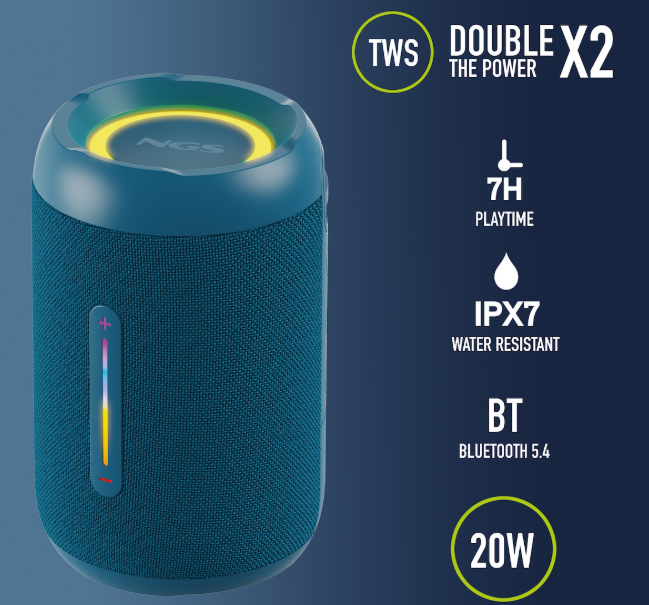 NGS Roller Furia 2 Tiny Blue Altavoz Bluetooth Portátil Azul Edición Premium - Imagen 3