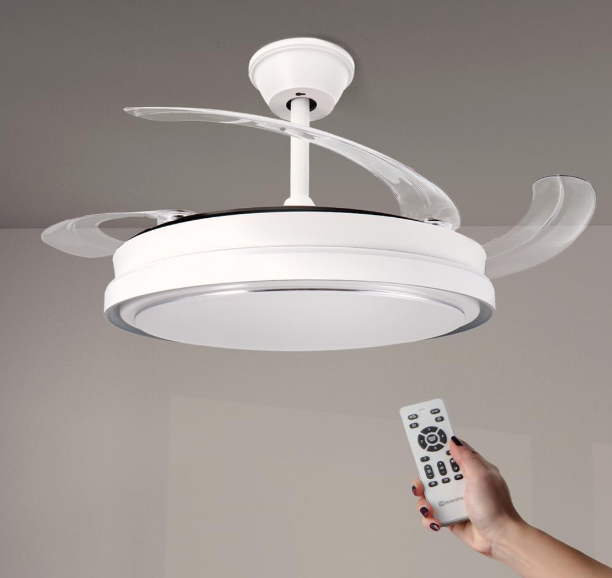 M Mimotec Ventilador de Techo White Hood Silencioso y de Bajo Consumo
